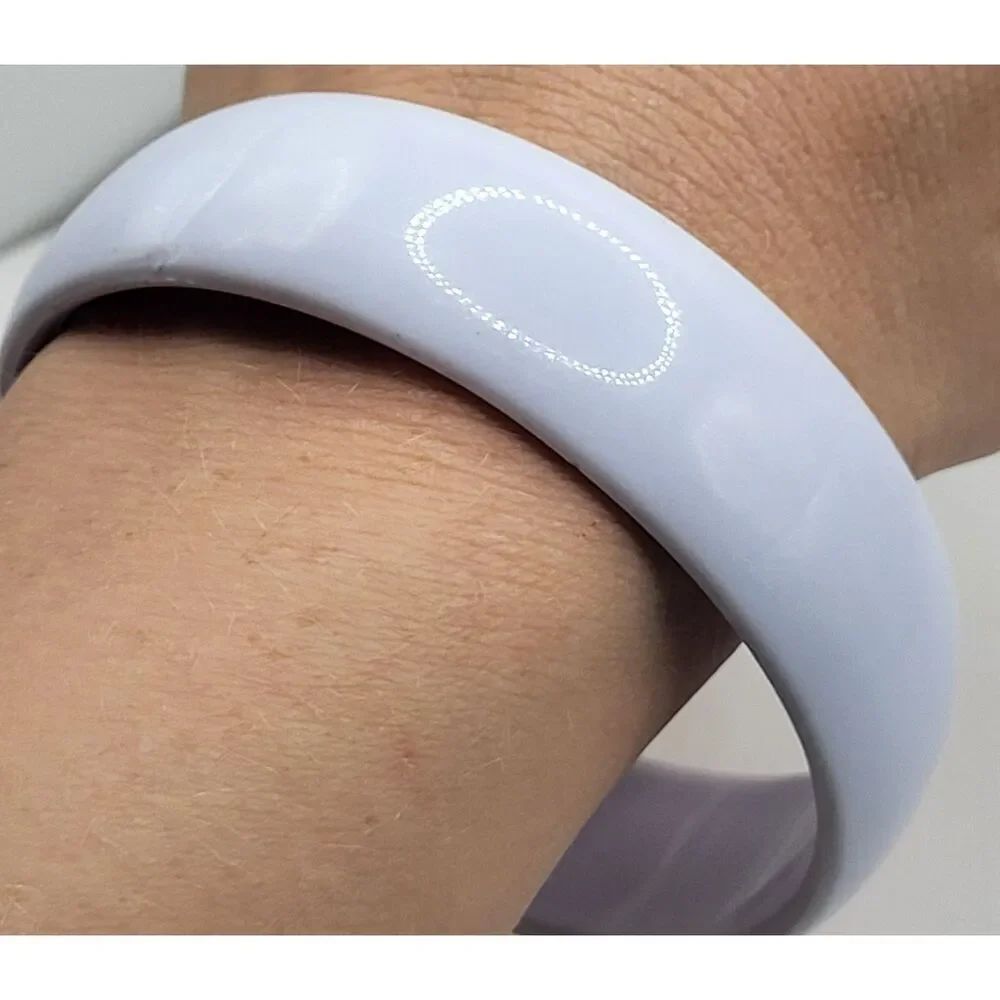 Vintage 90s Wide Chunky White Acrylic Resin Bangle Bracelet 2.5in dia 0.75in